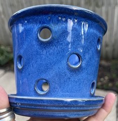 Ceramic Vase for Orchids Blue Planter Pot Napco Lake House Beach House