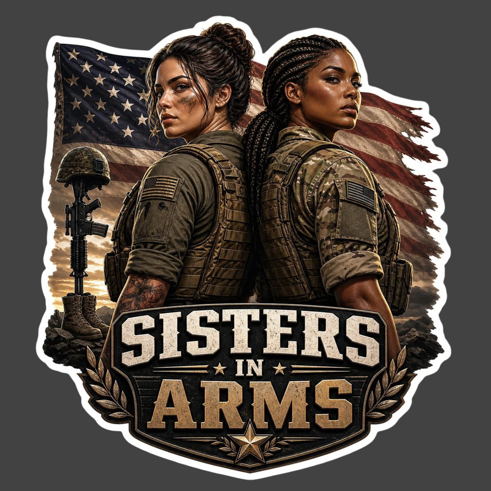 Female Veteran Sticker Vinyl Decal Sisters In Arms Military Pride Gift