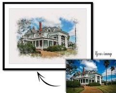 Customised Watercolour Home portrait | Housewarming gift | Wall Art | Painting