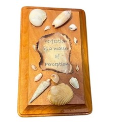 Hand Crafted Small 3X6 decorative wall wood plaque & various seashells.