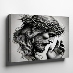 Jesus Christ with Crown of Thorns Religious Wall Art Canvas Print for Home Decor