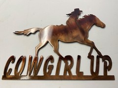 Cowgirl Up Western Metal Wall Art 12″ x 10″