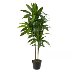 Nearly Natural Artificial Dracaena Plant 48in Real Touch Silk Green Indoor Decor