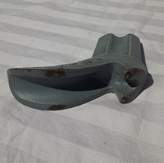 Vintage Doorstop Holder Cast Iron Boot Hand Painted Gray Blue Flowers