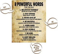 Motivational Quotes 8 Powerful Words for the day Poster Thick Cardstock Paper…
