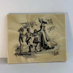 Vintage Ring Around The Rosy Resin Plaque Nursery Rhyme Beige Tabletop Art USA