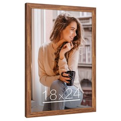 18×24 Wood Frame Brown, Rustic Natural Woodgrain 24x18in Poster Picture Frame…