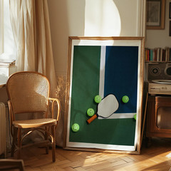 Pickleball Poster, Retro Pickleball Paddle, Pickleball Art Print Sports Decor