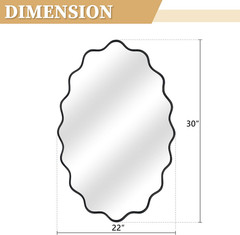 Dorlicecass Oval Wavy Mirror – Irregular Wall Mirror 22″x30″ Black Asymmetrical