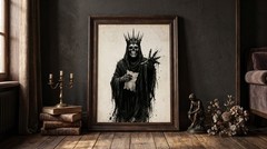 Gothic Skeleton King Art Poster Lich Grim Reaper Dark Fantasy Wall Decor Print