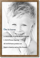 ArtToFrames 1.4″ Custom Poster Frame Gold with beads 4139 Large