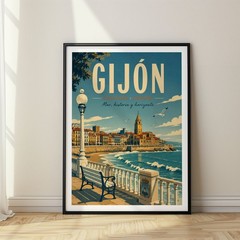 Gijón Travel Poster Print, Wall Decor