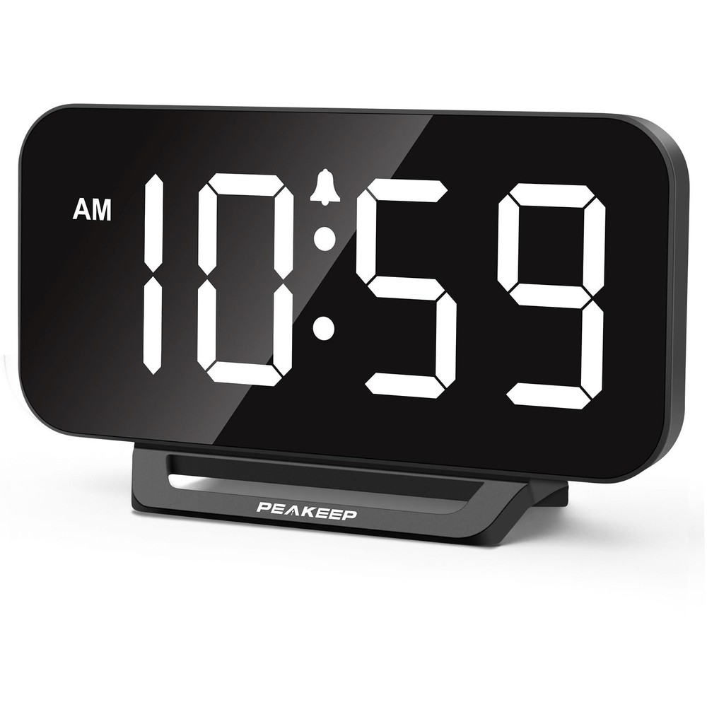 Small Digital Alarm Clock Loud Heavy Sleepers Dimmable Plug In Large Numbers
