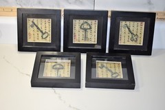 Lot of 5 Vintage Framed Iron Keys in wood Shadow Boxes (5in X 5in)