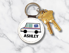 Custom Mail Carrier Keychain – Postal Truck Design, Mailman Gift
