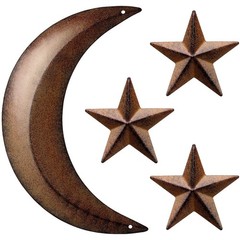 Metal Moon Wall Decor Stars Outhouse 11.81 x 5.91 inches, Brown