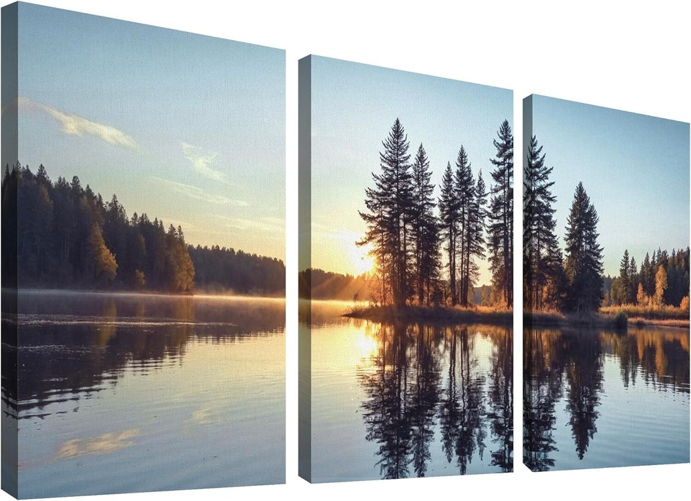 Wall26 Canvas Wall Art | Sunrise Serenity at Pine Lake | Canvas Print Home Decor