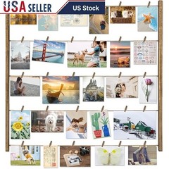 Multi Photo Display Frame Wall Mount Clips Twine Home Office Decoration New