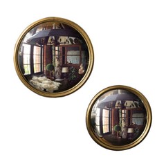 Convex Wall Mirror 10″ Round Gold Framed Antique Vintage Style