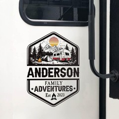 Family Adventures Personalized RV Decal, Custom Camper Sticker, Family Road