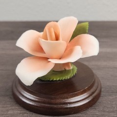 Vintage Lefton China Porcelain Rose Figurine Wood Base Gift for Her
