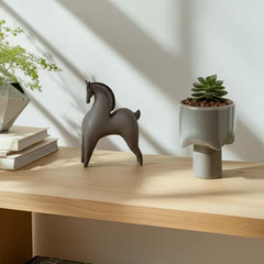 Gray 9 In. X 12 In. Resin Novelty Curved Horse Figurine