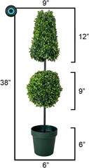 Admired By Nature 38 Inch Artificial Topiary Plant Tree 2 Ball-Shape Faux Top…