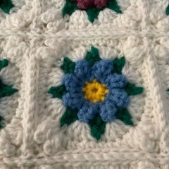 Alpaca/Merino Wool Queen Afghan Coverlet Granny Square 70 X 46 Hand Crochet
