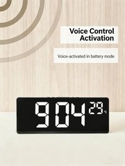 LED Voice‑control Digital Alarm Clock with Dual Alarms, Snooze and 12/24h Displa
