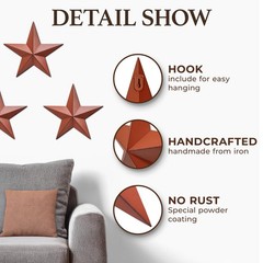 8″ Rustic Barn Star Wall Decor – Handmade Burgundy Country Metal Star – Primi…