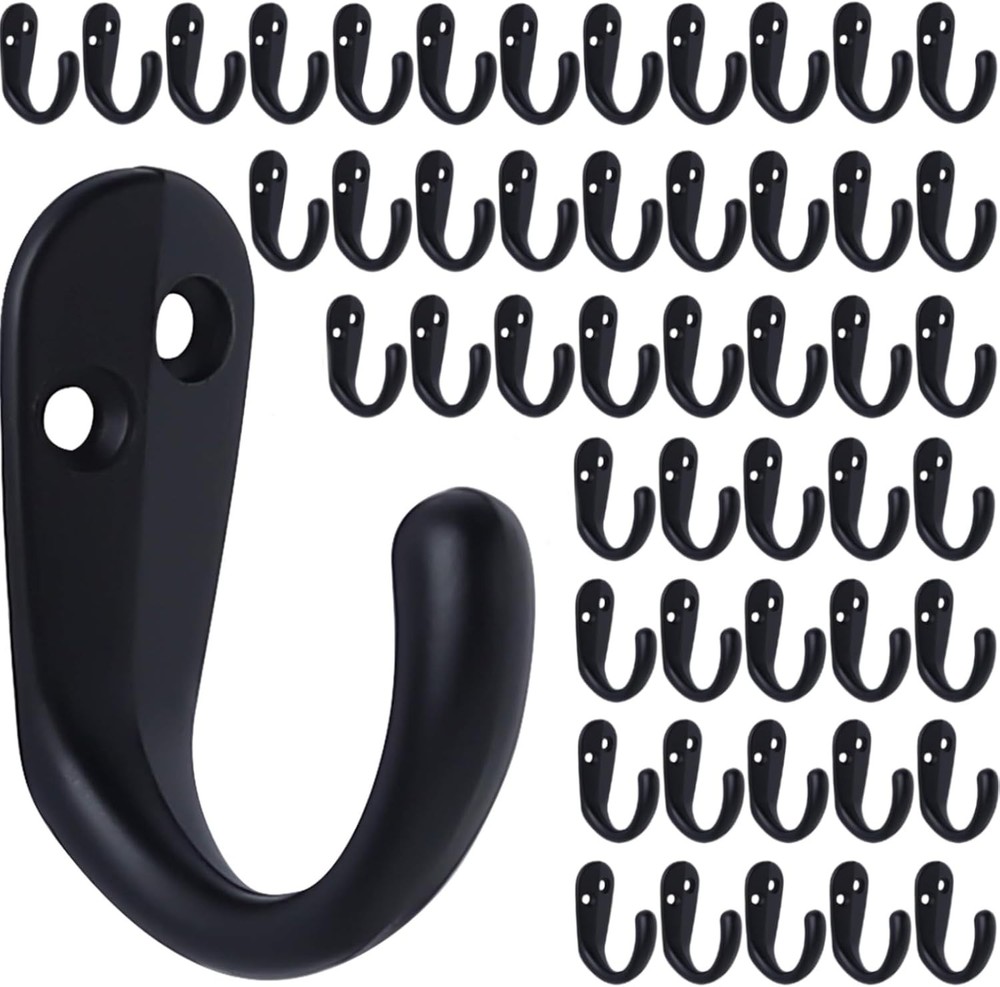 50PCS Coat Hooks Wall Mounted Single Prong Robe Hook for Hanging Towel Hooks