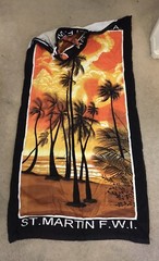 Towel ST. MARTIN F.W.I. St. Maarten N.A. TROPICAL PALM TREES Roll up Backpack