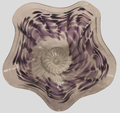 Artist Acrylic Hard Plastic Clear Purple Decorative Resin Wavy Bowl Signed 1994