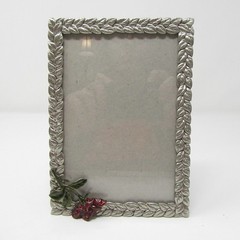 Vtg Cottage Core Red Rose Pewter Metal Photo Frame 4 x 6 Silver tone 1999 Elsa L