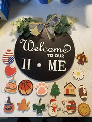 Front Door Welcome Sign Interchangeable Hanging Wreath Outdoor Wall Decor Spring