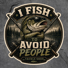 Fishing Sticker Vinyl Decal I Fish To Avoid People Funny Bass Angler