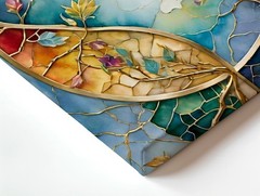Wall Art Abstract Butterfly Floral Tree Branches Stained Glass Style Home Decor