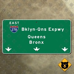 New York Brooklyn Queens Expressway Bronx Interstate 278 highway road sign 24×12