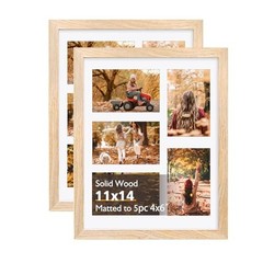 11×14 Collage Picture Frame Solid Wood frames for 5Pcs 4×6 11 x 14 in Natural