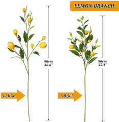 5Pcs Artificial Lemon Branch Pick Vivid Yellow Fake Lemon Decor for Kitchen Part