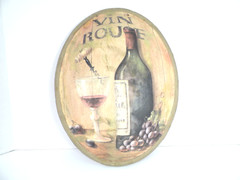 Domed 3D Style Wine Scene Wall Art with Wine Bottle & Glass