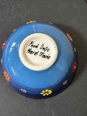 Traditional Turkish Iznik Handmade Ceramic Raised Flower Cobalt blue Bowl 5”x 2”