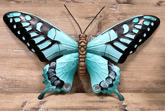 Butterfly Turquoise Embossed Metal Garden Wall Decor 14″ x 8″