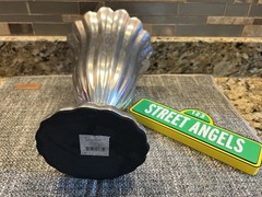 Julia Knight Peony 9 inch Metal Vase Champagne Signature Stamp
