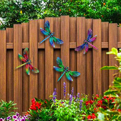 Metal Dragonfly Wall Decor, 9 Inches Dragonfly Outdoor Wall Art for Fence Garden