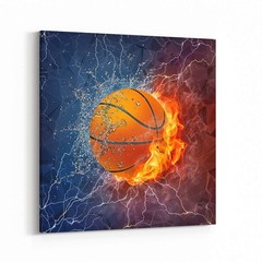 Basketball Canvas Print Wall Art Cool Sport Ball on Fire Home Decor For Any Room