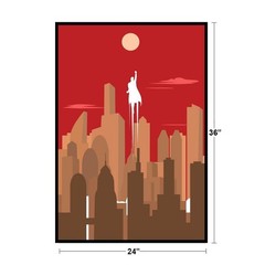 Superhero Silhouette Art Deco Skyline Retro Art Print Poster 24×36 inch
