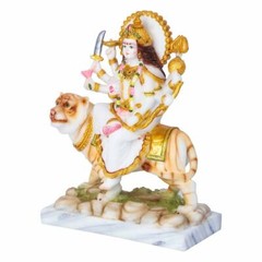 Marble Dust Goddess Durga Devi Mata Sherawali Statue Idol Figurine 15 inches