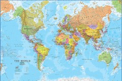 World Map Continents 84X59CM Poster Educational Tool For Students & Teachers