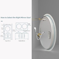 32” LED Bathroom Mirror Built-in Bluetooth Speaker Backlight Wall Vanity Mirror
